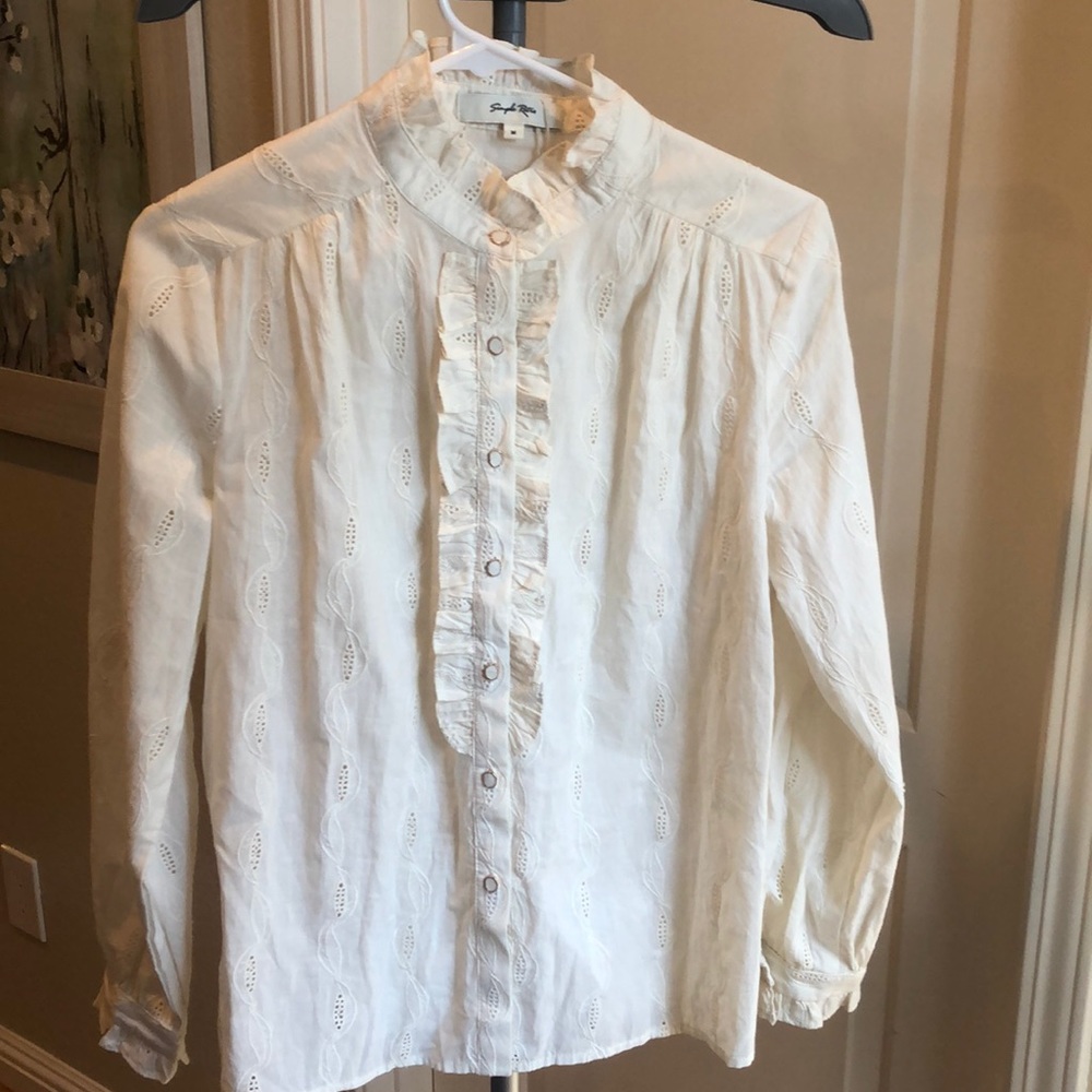 White cotton lace blouse